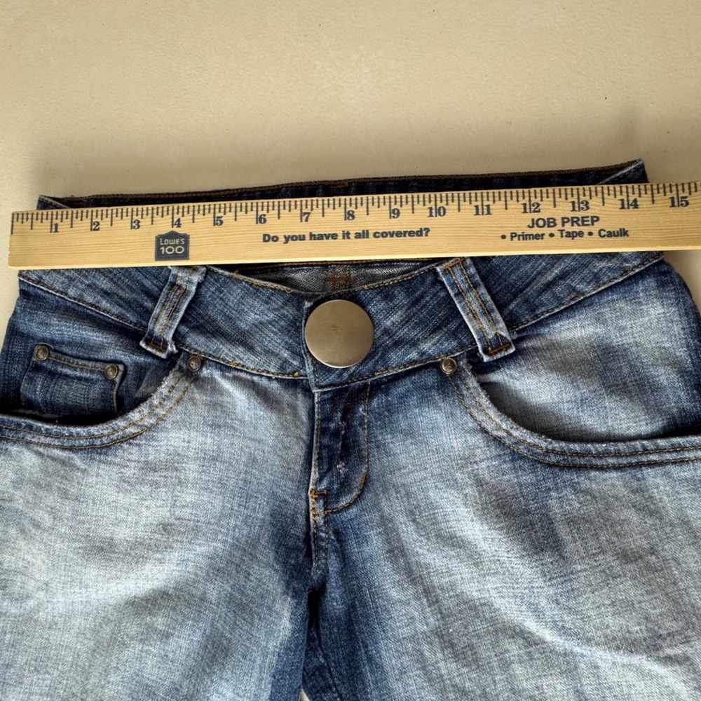 Womens Low Rise Flared Bootcut Jeans Blue Denim Y2K Boho Grunge ITLY 38 Coquette - Picture 8 of 10